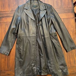 Siena Studio mid length black leather coat